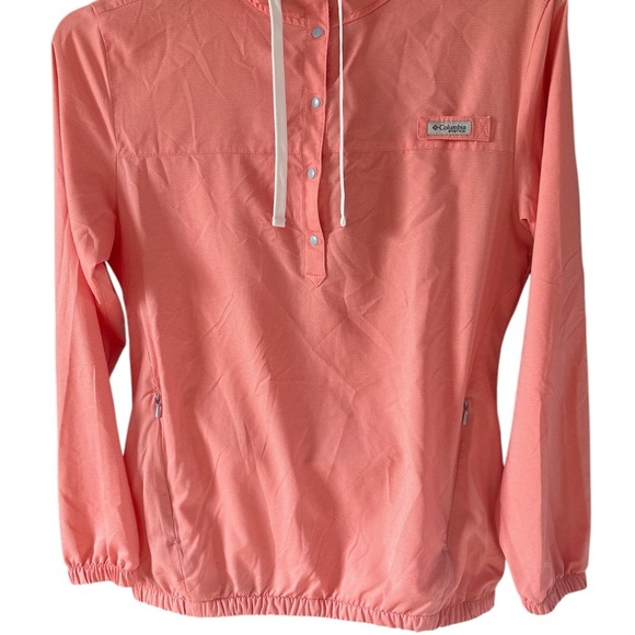 Columbia Tidal Tee Hoodie Windbreaker Jacket Mens Peach Lightweight Snap - Picture 1 of 5